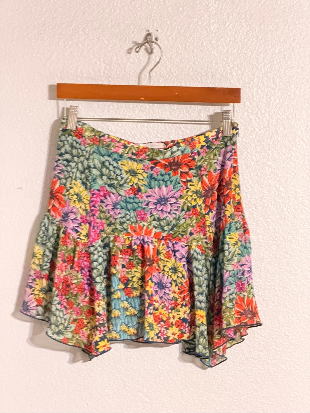 Urban Outfitters Tropical Floral Chiffon Ruffle Mini Skirt